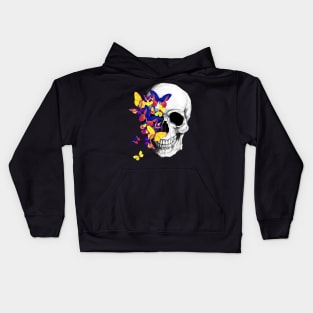 Tribe Skull With Butterflies Kids Hoodie